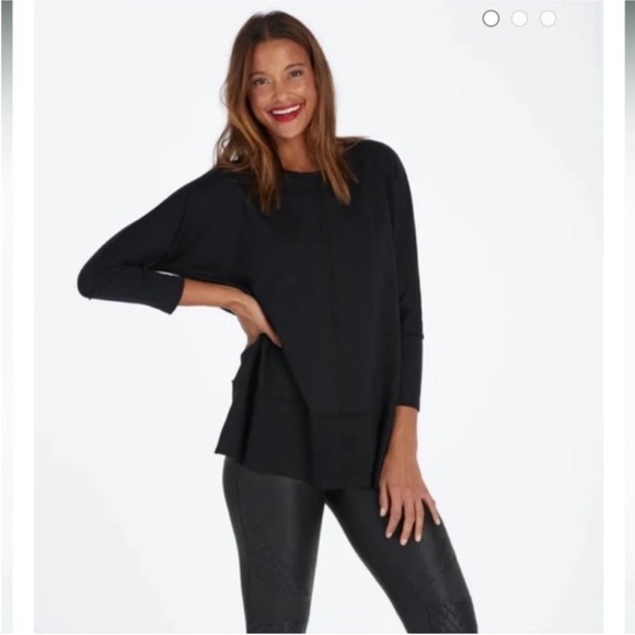 SPANX Perfect Length Dolman Sleeve Black Top Size XS - Picture 1 of 14